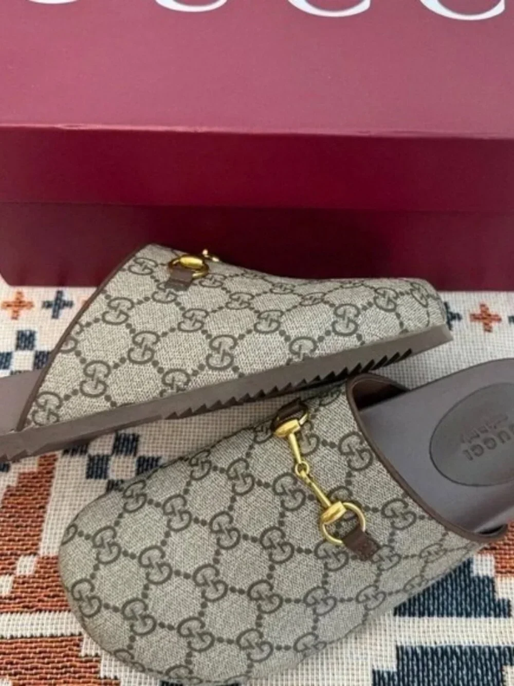 Gucci Supreme GG Monogram Horsebit Mule Slides